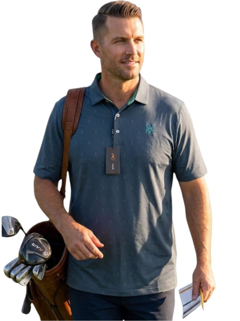 KJUS Men's Size XXL Blue Short Sleeve Golf Polo Shirt - Green Flag Pins
T